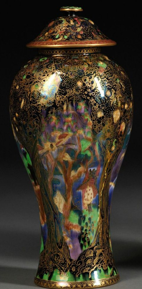 Fairyland Lustre Cat and Mouse Vase